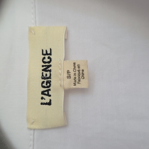 L'Agence White Blouse With Lace Hem And Cuffs.  Size Small Petite - Picture 5 of 10